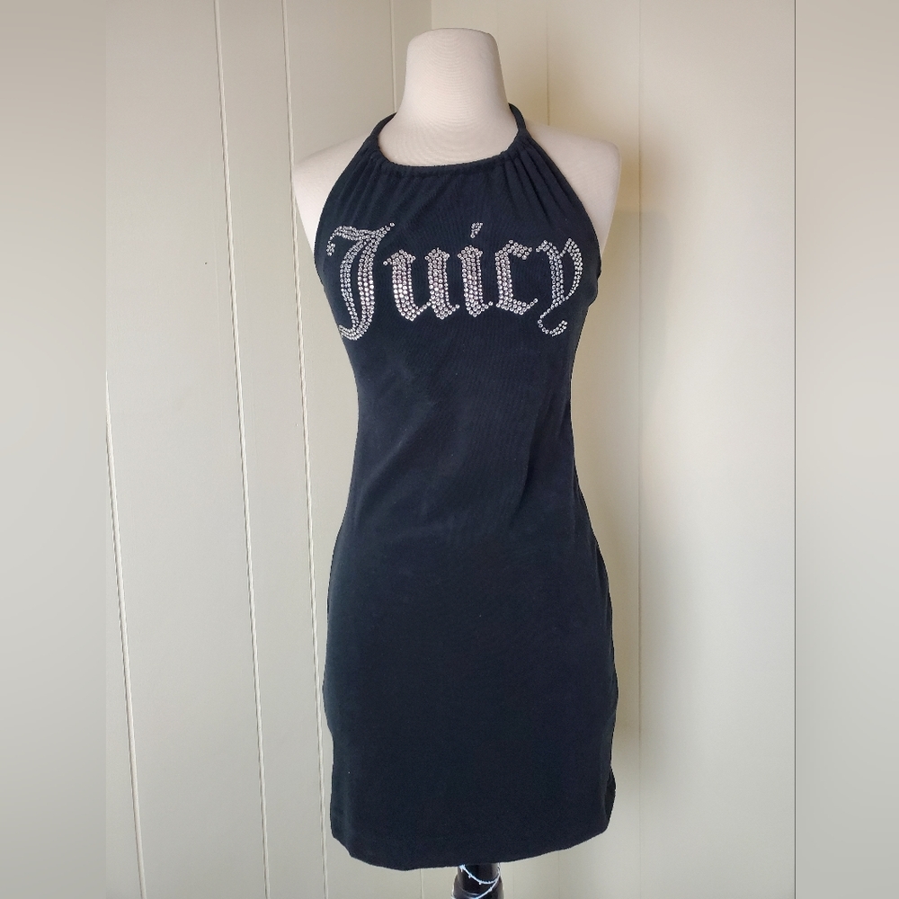 JUICY COUTURE black rhinestone terry cloth halter dress - Picture 1 of 5